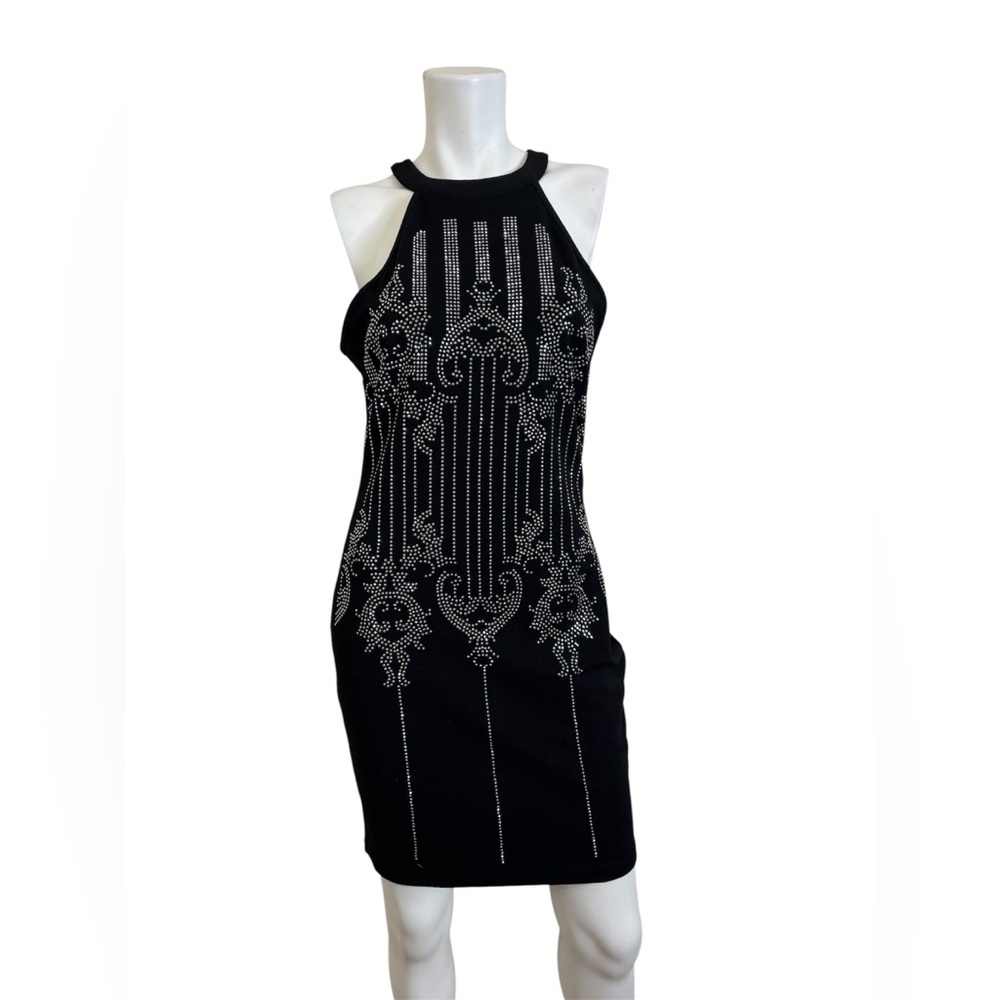 Black jewel Halter cocktail Dress